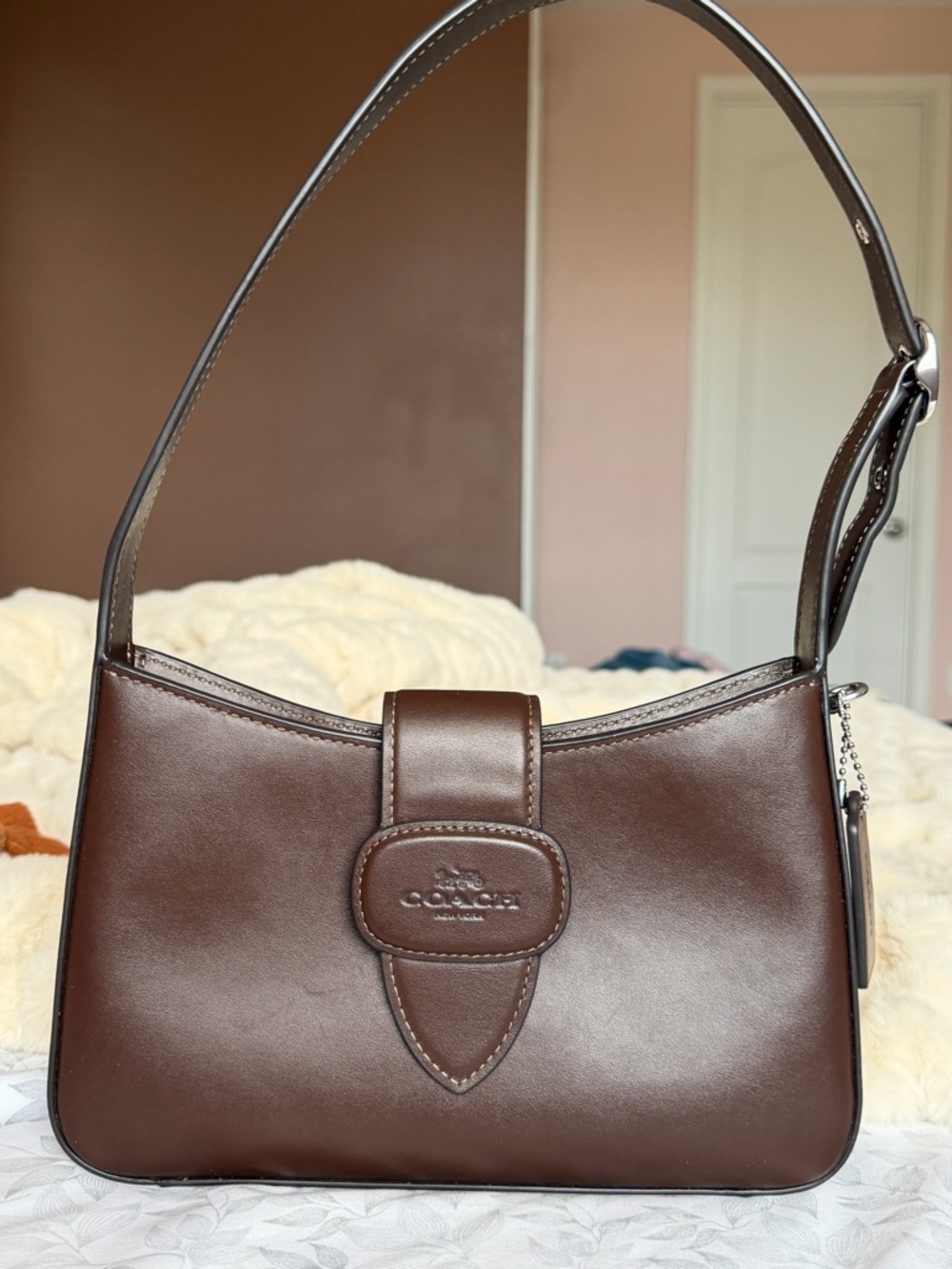 Coach Eliza Brown Leather Shoulder Bag